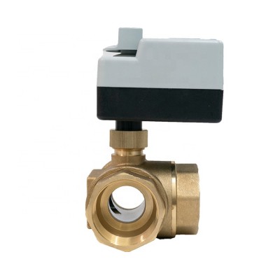 HEPHIS DN10-DN50 AC/DC 2Way/3Way Brass Copper Gas Mini Stem Radiator Acting Filter Slide Gate Ball Valve For Solar Water Heating