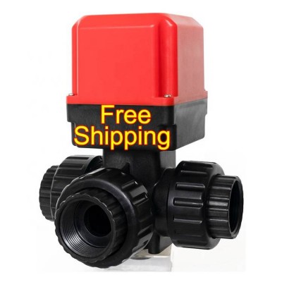 Shipping Free Dc24v Ac220v Dn25-50 3-way Valve Electric Auto Three-way Pvc Ppo Three Way Ball Valve Works Stop Cock Elbow